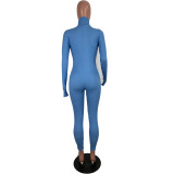 Soft Rib Stretch Long Sleeve Jumpsuit