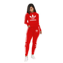 Casual Air Layer Embroidered Letter Stitching Hoodie Pant Set