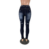 Casual Ripped High Stretch Jeans