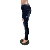 Casual Ripped High Stretch Jeans