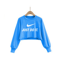 Autumn Print Round Neck Crop Sweatshirt