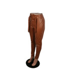 Solid Color Leather Pants