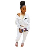 Casual Letter Embroidered Sweatshirt Pant Set without Hooded