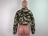 Army Green Camouflage Print Down Jacket