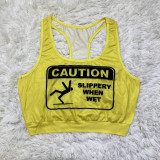 Casual Sports Graphic Print Vest Top