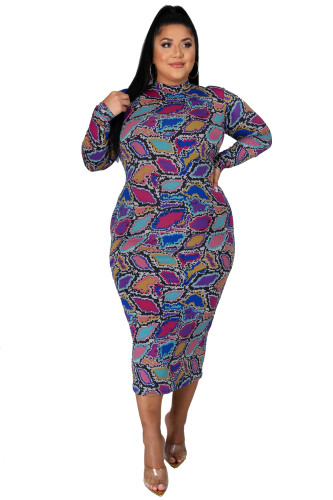 Plus Size Fat Printed Mid Dress