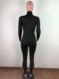 Casual Stitching Zipper Sports Jumpsuit