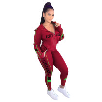 Casual Stitching Letters Sports Two Piece Outfits
