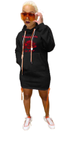 Casual Hoodie Sweatshirt Dress with Tie Rope