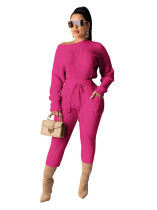 Solid Color Pit Blouse and Trousers with Pocket