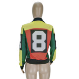 Casual Colorblock Zipper Jacket