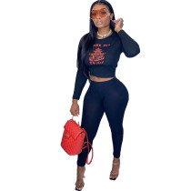 Casual Round Neck Print T-shirt and Pants