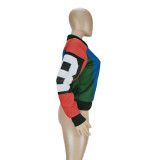 Casual Colorblock Zipper Jacket