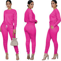 Solid Color Sweatpants Two Piece Set with Pockets