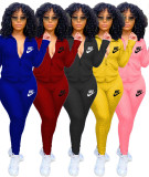 Solid Color Embroidered Sports Yoga Two Piece Outfits