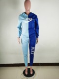 Casual Spliced Embroidery Sports Two Piece Set