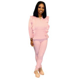 Solid Color Sweater Pant Set