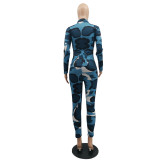 Casual Print Camouflage Pant Set