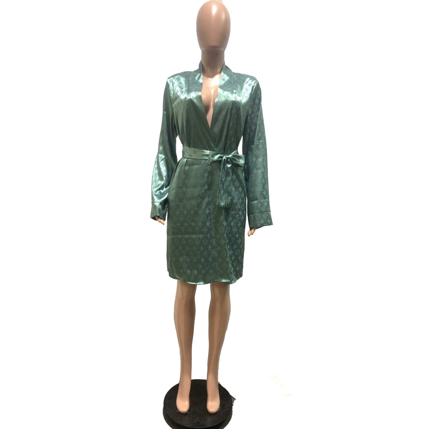 Jacquard Cardigan Loungewear with Belt