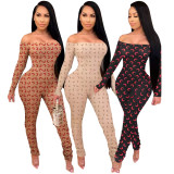 Casual Off Shoulder Stitching Stacked Jumpsuit