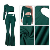 Sexy Removable Belt One Shoulder Jumpsuit with Wide Leg