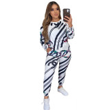 Casual Print Sports Two Piece Outfits