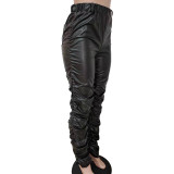 Stacked PU Leather Pants