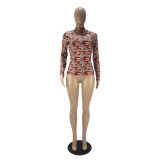 Casual Round Neck Pattern Print Blouse