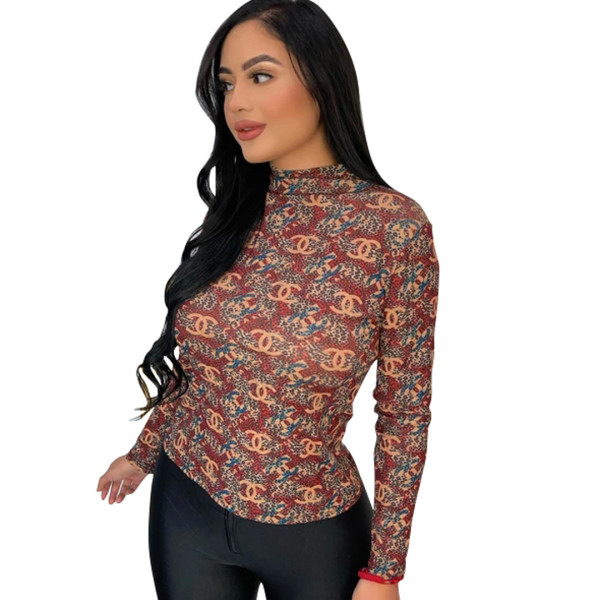 Casual Round Neck Pattern Print Blouse