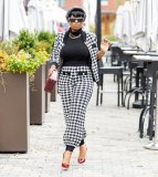Casual Houndstooth Cardigan and Trousers