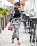 Casual Houndstooth Cardigan and Trousers