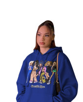 Casual Printed Hooded Pullover Top