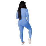 Solid Color Yoga Sportswear Pants Set