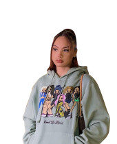 Casual Printed Hooded Pullover Top
