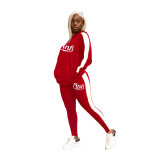 Casual Printed Hood Sports Two Piece Outfits