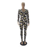 2021 New Year Pattern Printed Home Jumpsuit