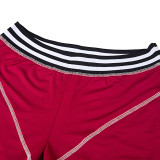 Casual Color-blocking Stripes Crop Top and Pants