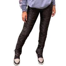 PU Leather Slits Stacked Pants