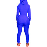 Solid Color Hooded Homewear Jumpsuit