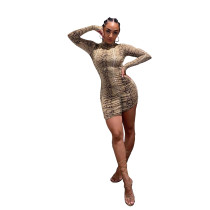 Casual High Neck Snake Print Romper