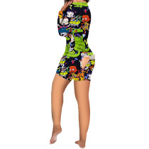 Sexy Pattern Printed Home Shorts Romper