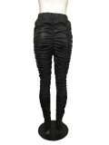 PU Leather Slits Stacked Pants