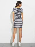 Casual V Neck Striped Mini Dress