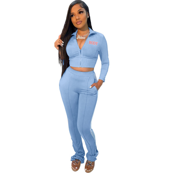 Casual Body Print Two Piece Set