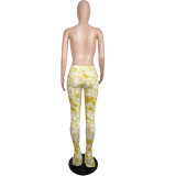 Casual Cotton Tie-dye Printed Pleated Flared Pants