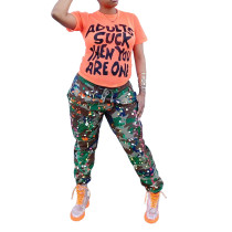 Casual Camouflage Splashed Ink Printed Trousers