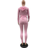 Pure Color Hooded Sportswear 2 PC