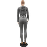 Pure Color Hooded Sportswear 2 PC