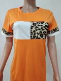 Casual Patchwork Leopard Print Mini Dress
