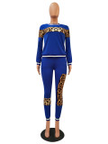 Autumn and Winter Leopard Stitching Casual Sport Set